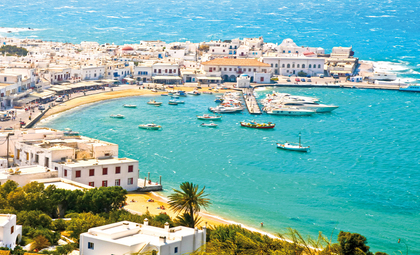 Uitzicht op de stad Mykonos