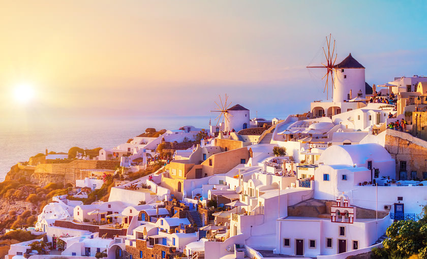 Een zicht op het stadje Santorini