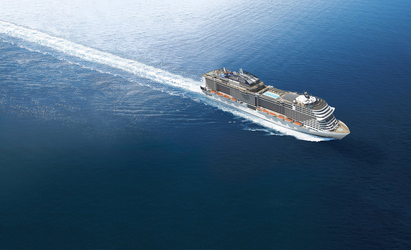 De MSC Bellissima van boven
