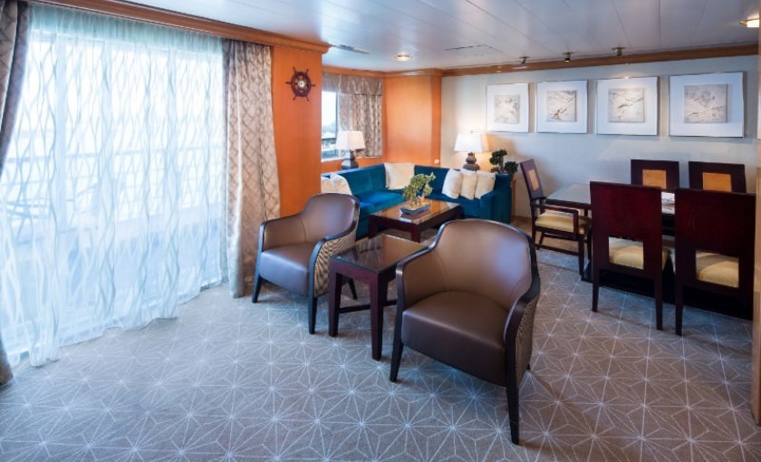 De penthouse suite op de Prinsendam van Holland America Line