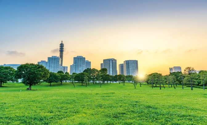 Een park in de stad Yokohama